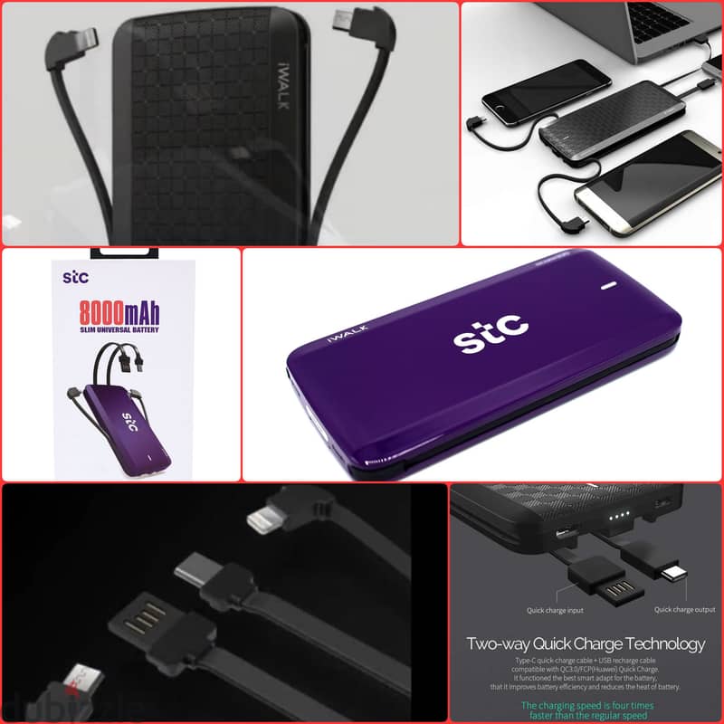 {New} Iwalk Scorpion Power Bank 8000mAh 3 ports 4 built-in Cables USB- 0