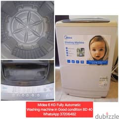 Midea 6 kg fully Automatic washing machine and other items for sale 0