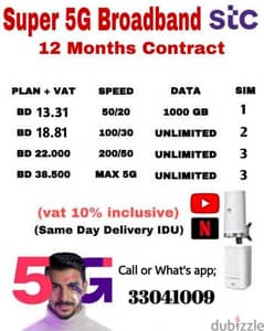 STC, Limited Offer on 5G Home broadband and Other postpaid plans. 0