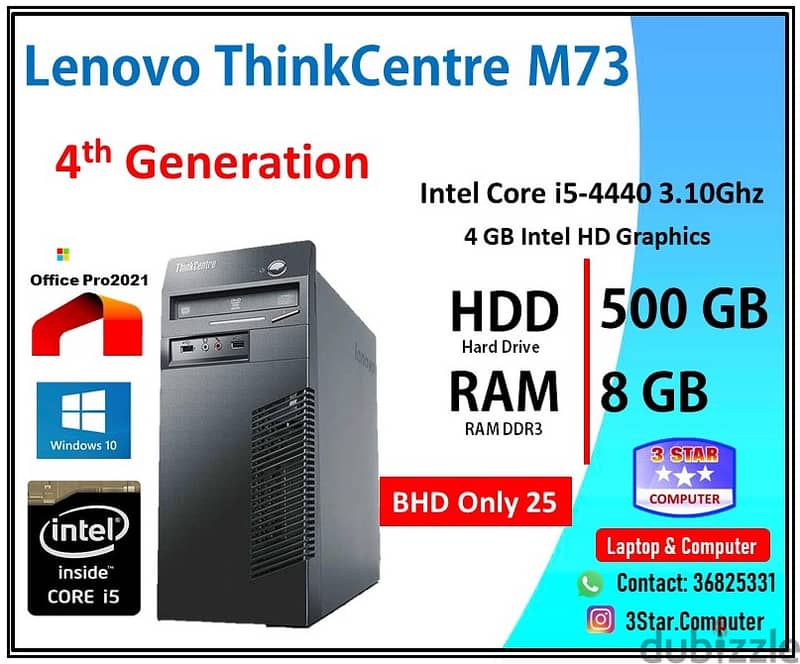 Lenovo PC Core i5 4th Gen 8GB RAM 500GB Hard Drive Limited Time Offer 0