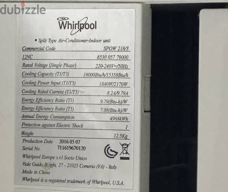 Whirlpool Split AC 1.5Ton 1