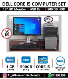 DELL Core i5 Computer Set 19" Monitor 8GB RAM + 500GB HDD Good Working 0