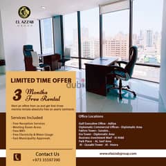 Free 3 months rent for our offices - limited time offer Book it Now