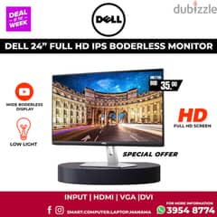 Dell 24" LED FULL HD Boderless Monitor 360 Rotation Ports - HDMI - VGA 0