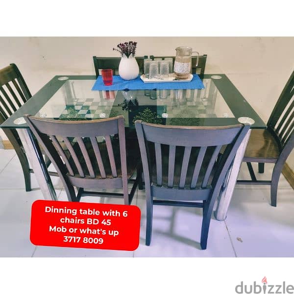 Dinning table with 5 chairs and other household items for sale 17