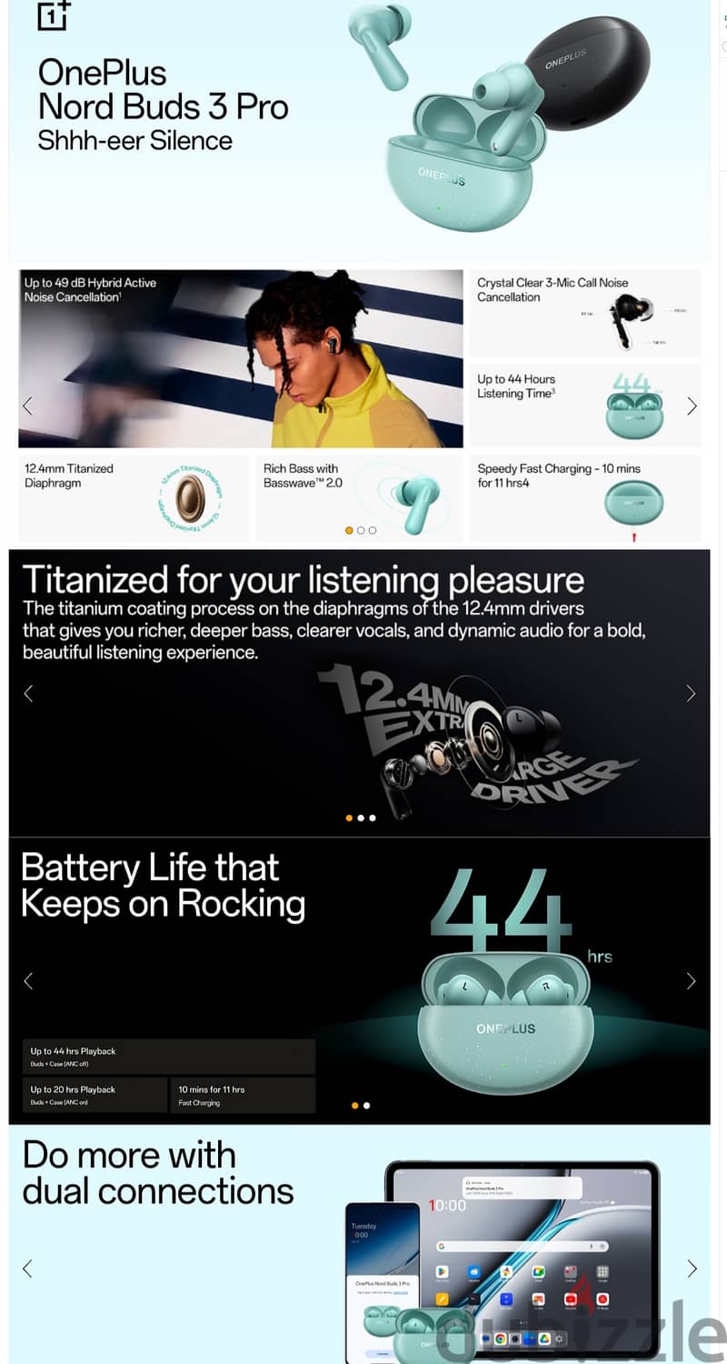 OnePlus-  44 hrs playback,3 mic,ANC, dual pairing 3