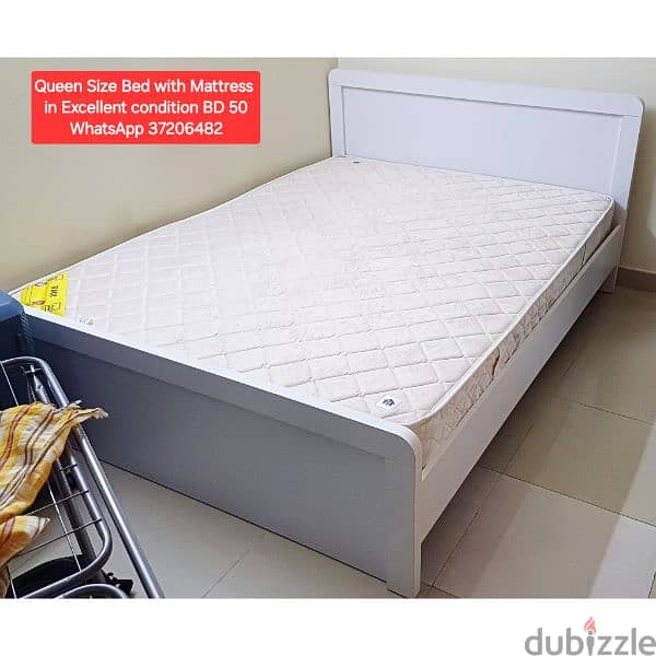 120×190 cm wooden Bed with Mattress and other items for sale 14