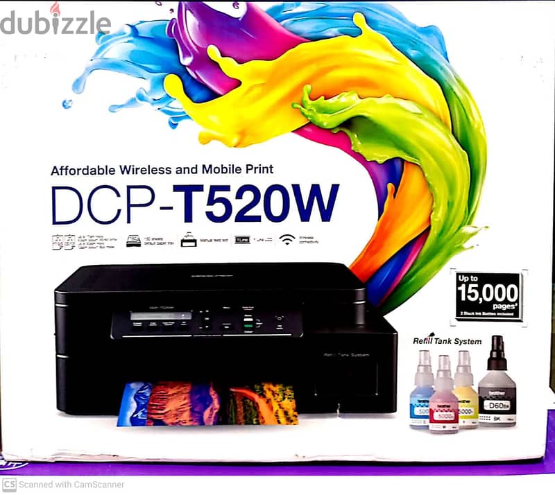 New Box Pack Brother DCP-T520W All In One Ink Tank Printer 15,000 Pag 0