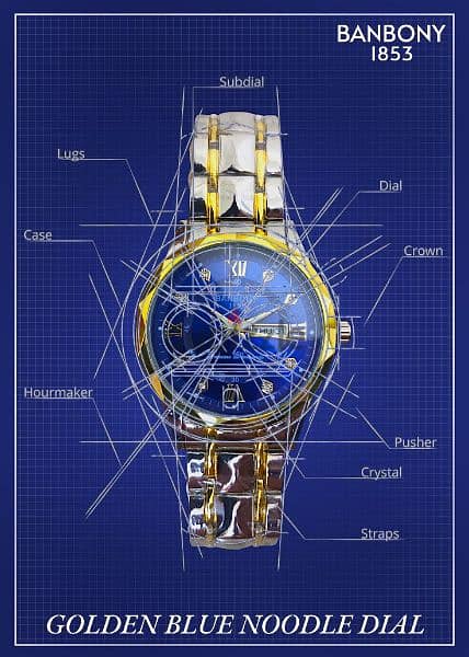 GOLDEN BLUE NOODLE DIAL QUARTZ WATCH 2