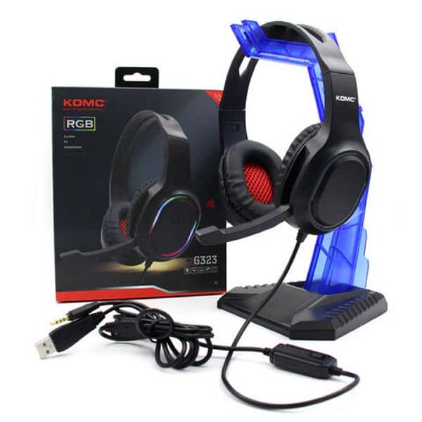 Gaming Headset with Microphone, RGB Rainbow PC Wired Gaming Headphones 1