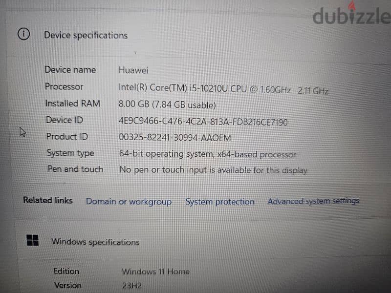 huwaui Laptop core i5 11th 8gb 512GB SSD 6