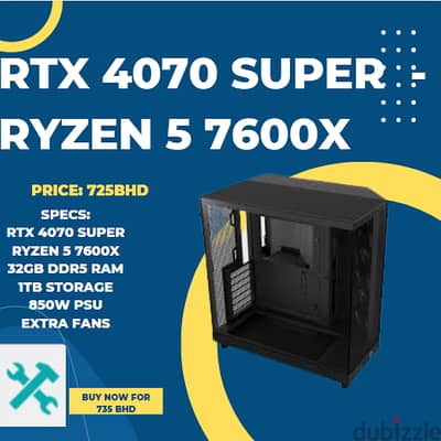 RTX 4070 Super and Ryzen 5 7600X Pre-built custom PC