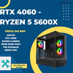 RTX 4060 and ryzen 5 5600x Pre-Built for 345 BHD 0