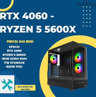 RTX 4060 and ryzen 5 5600x Pre-Built for 345 BHD