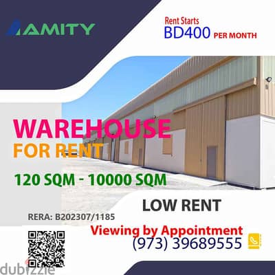 WAREHOUSE / WORKSHOP /FACTORY FOR RENT, Low Rent - Call Us for Details