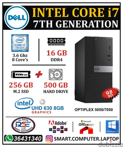 Special Offer DELL Core i7 7th Generation Computer SSD 256GB + 500GB