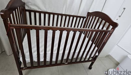 Baby cot with mattress, potty training toilet, feeding chair