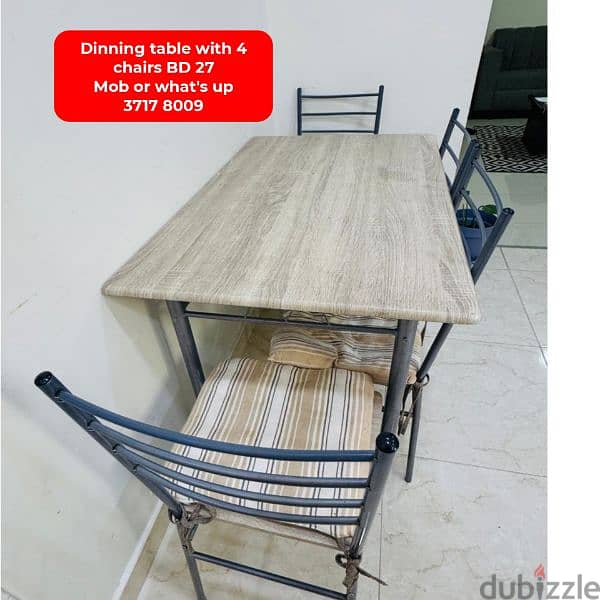 4 chairs Dinning table and other household items for sale 0