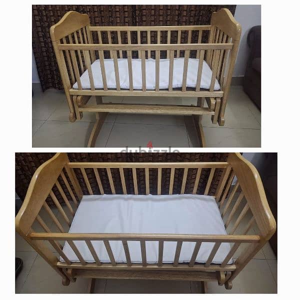 Gently used Strong Wooden Baby Cradle for Sale 0