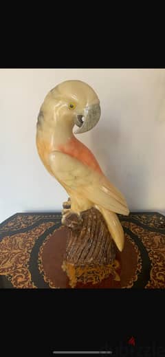 Vintage alabaster hand carved parrot, 50cm height 0