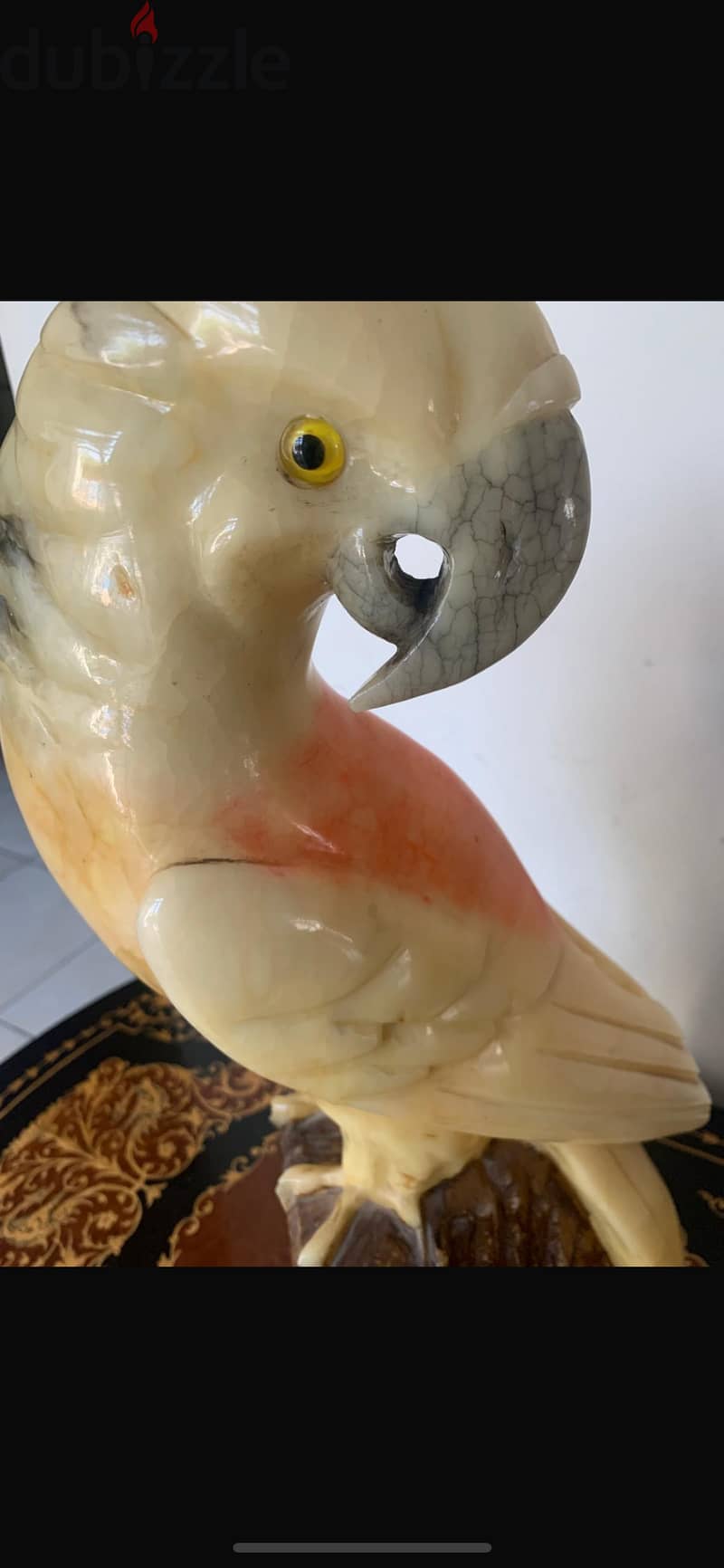 Vintage alabaster hand carved parrot, 50cm height 3