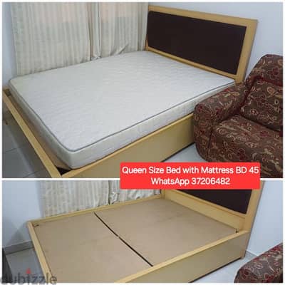 Bed with mattress queen size and other items for sale with Delivery