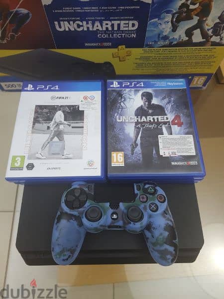 Playstation 4 500 GB with 6 games 2 controllers and used headset 1