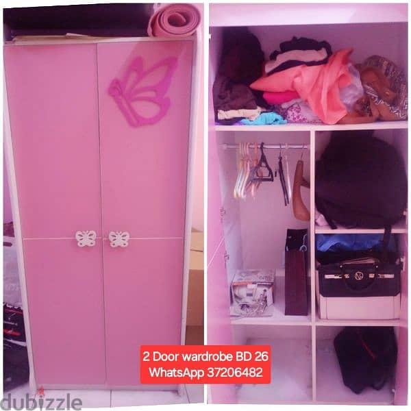 2 door pink wardrobe and other items for sale with Delivery 0