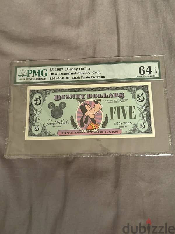 Gem Mint First Issue $5 Goofy Edition Disney Dollar 1