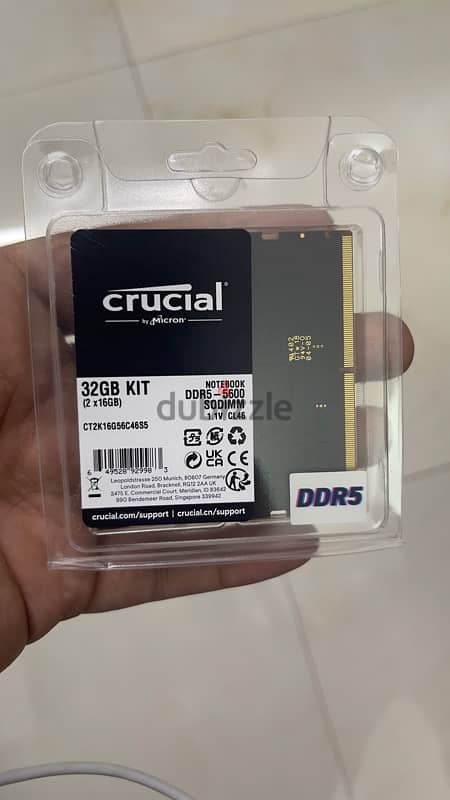 32GB, DDR5-5600, Crucial Notebook Ram Sticks 1