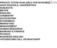 Private tutor available for all subjects 0