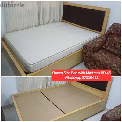 Bed with mattress queen size and other items for salee with Delivery