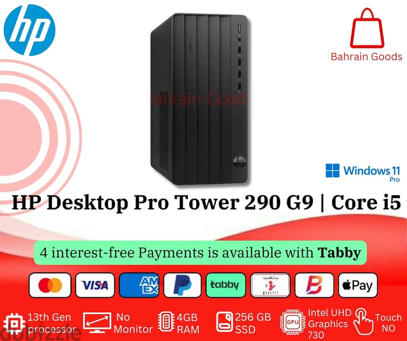 HP Desktop Pro Tower 290 G9 | Intel Core i3 | 4GB Ram, 256GB SDD 0