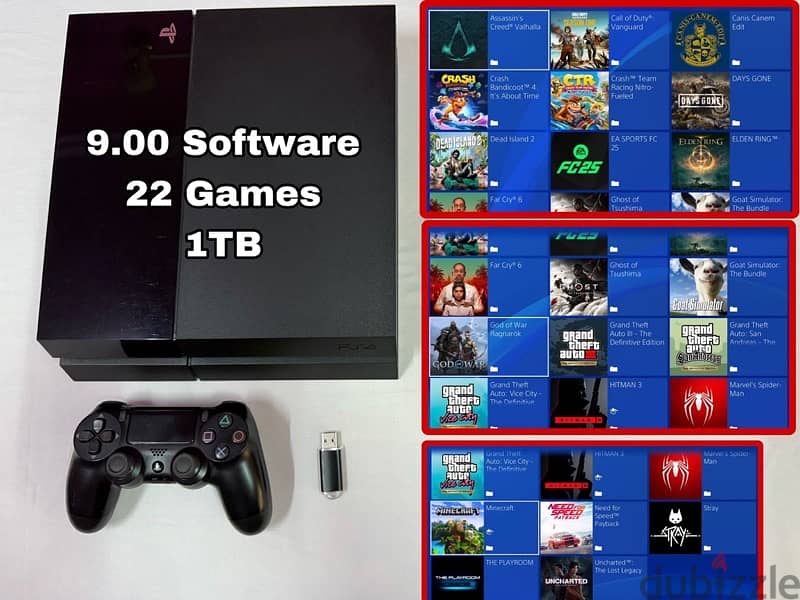 PS4 1TB 9.00 22 Games Hacked Fully Working 0