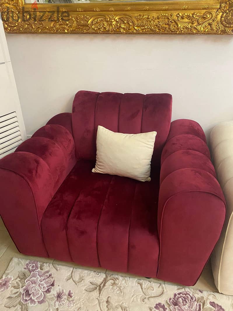 Set of Sofa red and white 2