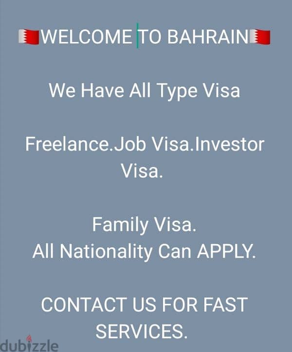 Welcome Bahrain. Job visa Freelance visa Investor visa Work Available. 0