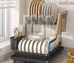 2-Tier Dish Drying Rack with Drainboard 0