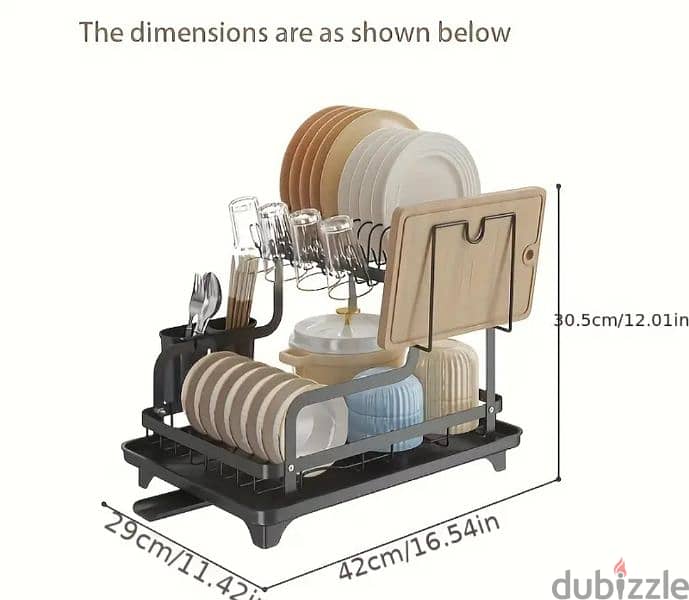 2-Tier Dish Drying Rack with Drainboard 3