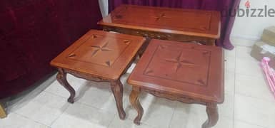 Wooden centre table + 2 side tables- 30 BD 0