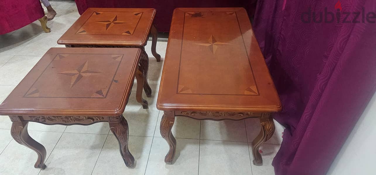 Wooden centre table + 2 side tables- 30 BD 1