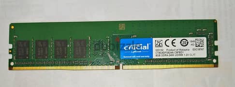 Crucial 8GB DDR4 RAM | 2400MHz used desktop ram (2 x 8gb) for sale 0