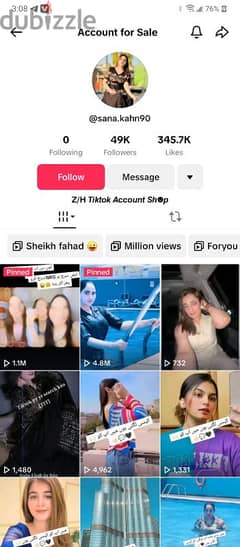 Tiktok Account for sale 40K Followerrs 0