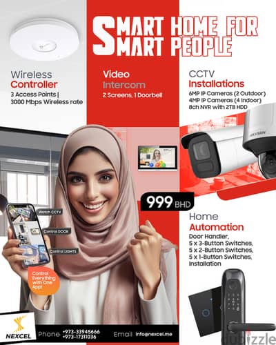 Smart Home Package - CCTV, Smart Lights, Door Access & Wi-Fi Control