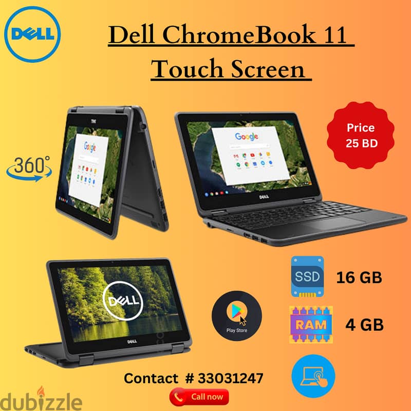 Dell Chromebook  | Touch Screen | 16GB Storage | 4GB RAM | Play Store 0