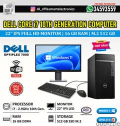 DELL i7 10th Generation Computer Set 22" FHD LED8GB Graphics 16GB RAM 0