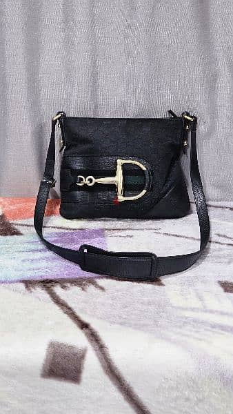 Gucci Black GG Canvas Hasler Crossbody Bag Green