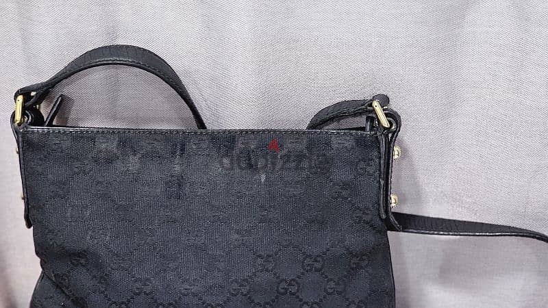 Gucci Black GG Canvas Hasler Crossbody Bag Green 6