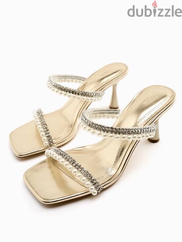 ZARA HEELED SANDALS WITH RHINESTONES 0