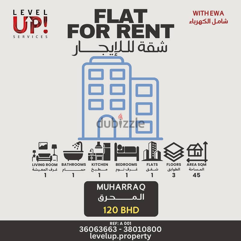 GOOD FLAT FOR RENT LOCATION MUHARRAQ REF A 001 0