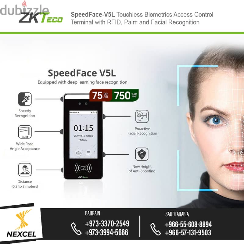 ZKTeco SpeedFace-V5L Touchless Biometrics Access Control 0